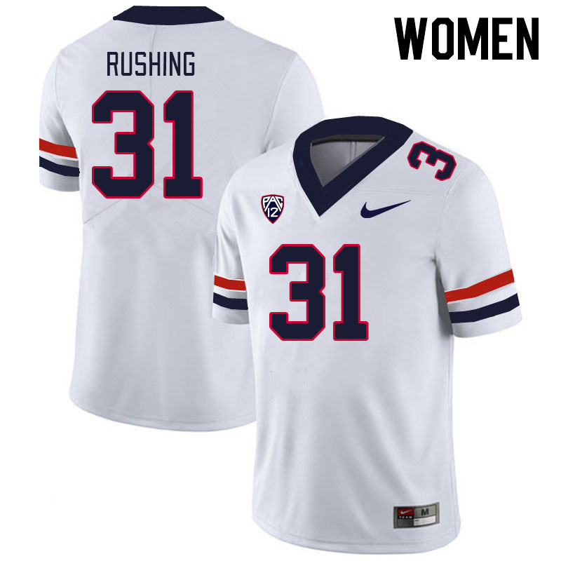 Women #31 Cruz Rushing Arizona Wildcats College Football Jerseys Stitched-White - Click Image to Close
